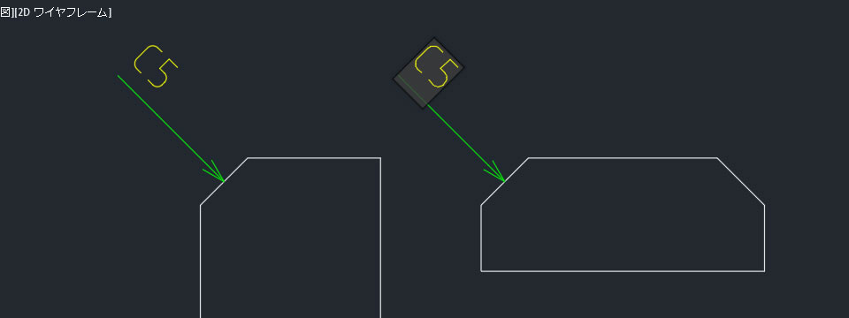 Autocad Mechanical 機能 面取りコマンドでc面取り寸法線を記入してみ