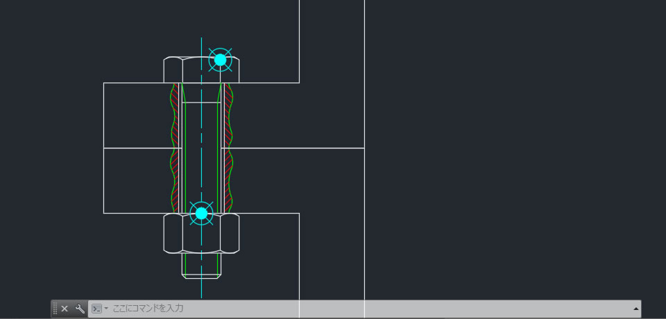 作図されたボルトとナット