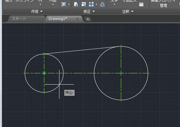 Autocad 円の接線を描くのに便利な一時オブジェクトスナップを使ってみた Cadソフト専門店ｃａｄ百貨